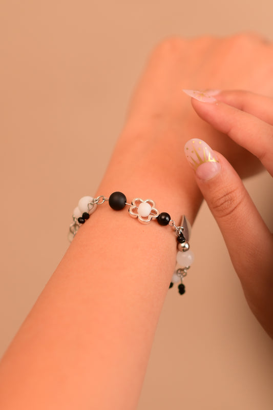 Monochrome Muse™ Custom Bead Bracelet – Black & White Edition